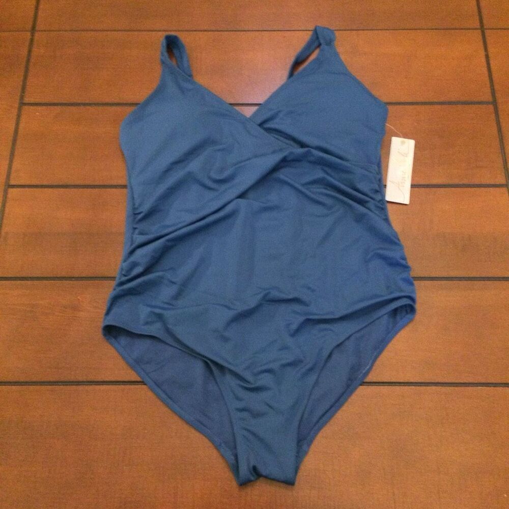 NWT Anne Cole blue one piece bathing suit 18w
